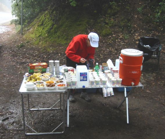 Gillian setting up the aid station