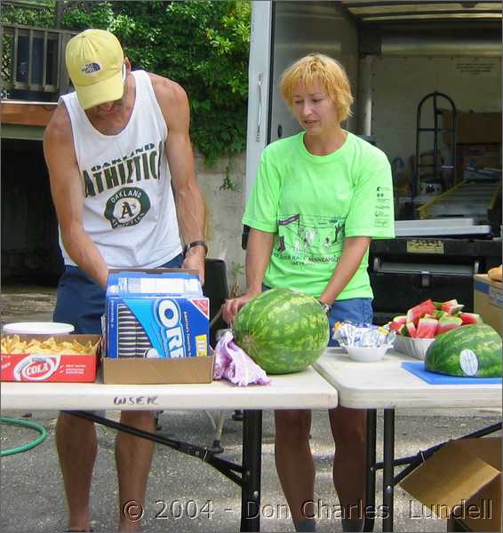 Tim and Gillian prepare some post-run food