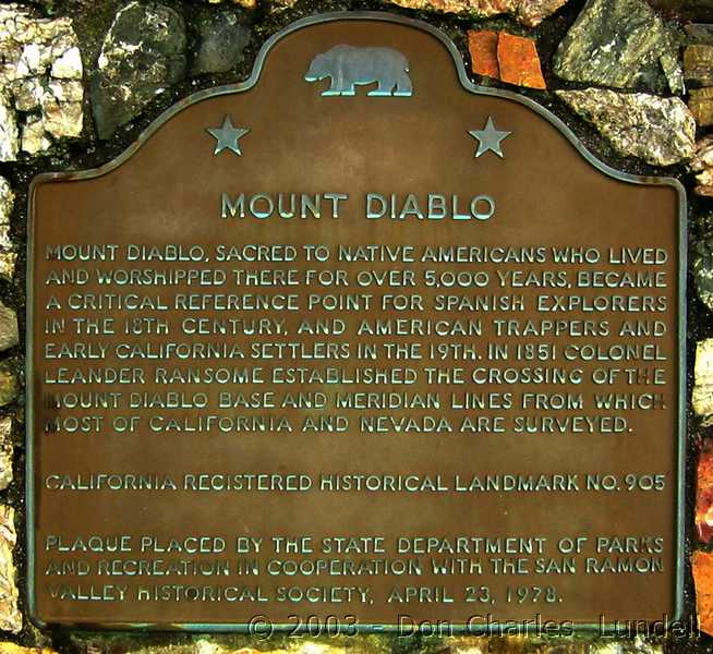 Mt. Diablo historical marker