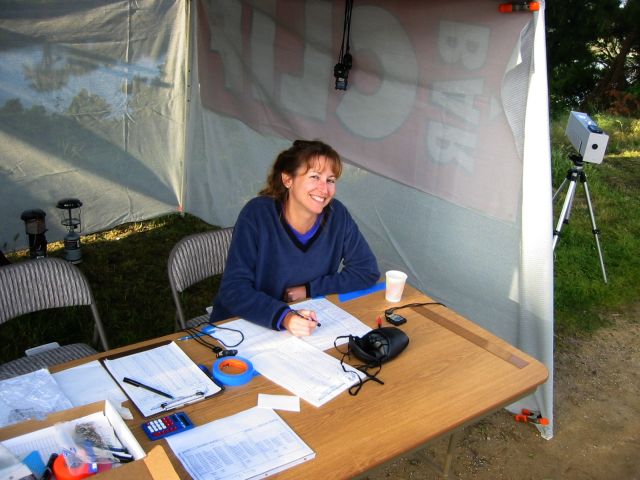 Gillian at the lap-counting table