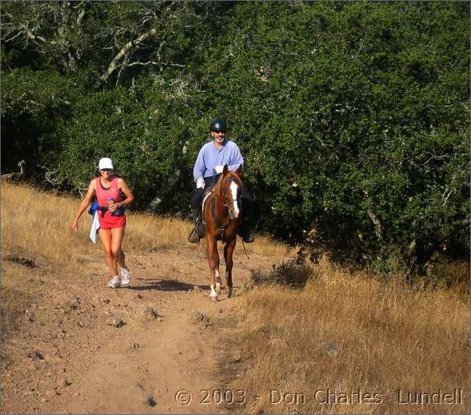 Man and horse, and runner