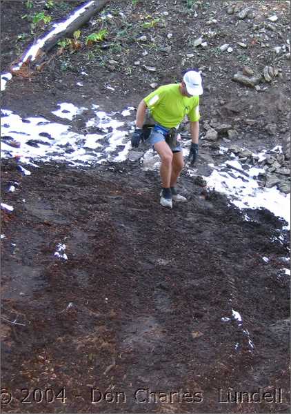 Negotiating a slippery hillside