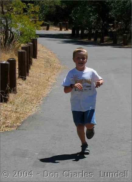 Here comes Aaron (note the appropriate t-shirt)