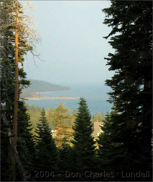 Smoky view of Lake Tahoe